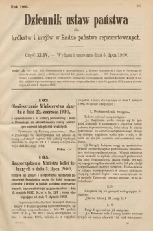 Dziennik Ustaw Państwa dla Królestw i Krajów w Radzie Państwa Reprezentowanych. 1900, cz. 44