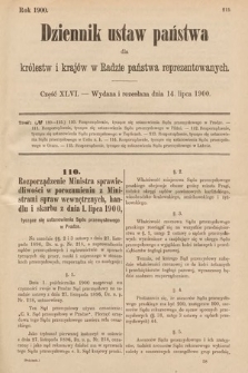 Dziennik Ustaw Państwa dla Królestw i Krajów w Radzie Państwa Reprezentowanych. 1900, cz. 46