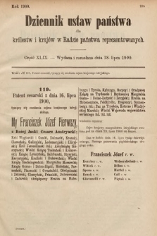 Dziennik Ustaw Państwa dla Królestw i Krajów w Radzie Państwa Reprezentowanych. 1900, cz. 49