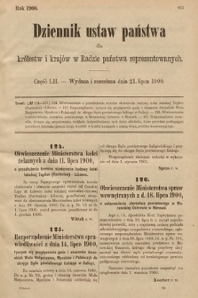 Dziennik Ustaw Państwa dla Królestw i Krajów w Radzie Państwa Reprezentowanych. 1900, cz. 52