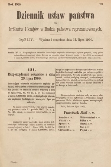 Dziennik Ustaw Państwa dla Królestw i Krajów w Radzie Państwa Reprezentowanych. 1900, cz. 54