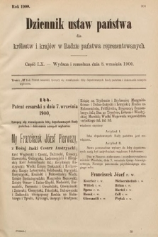 Dziennik Ustaw Państwa dla Królestw i Krajów w Radzie Państwa Reprezentowanych. 1900, cz. 60