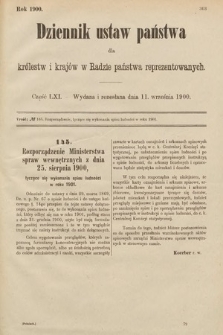 Dziennik Ustaw Państwa dla Królestw i Krajów w Radzie Państwa Reprezentowanych. 1900, cz. 61