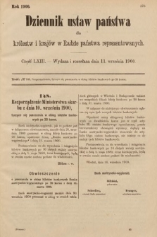 Dziennik Ustaw Państwa dla Królestw i Krajów w Radzie Państwa Reprezentowanych. 1900, cz. 63