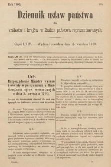 Dziennik Ustaw Państwa dla Królestw i Krajów w Radzie Państwa Reprezentowanych. 1900, cz. 64