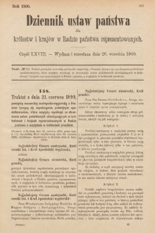 Dziennik Ustaw Państwa dla Królestw i Krajów w Radzie Państwa Reprezentowanych. 1900, cz. 68