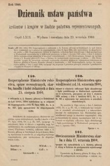 Dziennik Ustaw Państwa dla Królestw i Krajów w Radzie Państwa Reprezentowanych. 1900, cz. 69