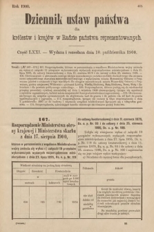 Dziennik Ustaw Państwa dla Królestw i Krajów w Radzie Państwa Reprezentowanych. 1900, cz. 71