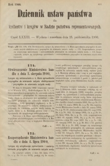 Dziennik Ustaw Państwa dla Królestw i Krajów w Radzie Państwa Reprezentowanych. 1900, cz. 73