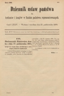 Dziennik Ustaw Państwa dla Królestw i Krajów w Radzie Państwa Reprezentowanych. 1900, cz. 74