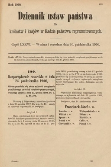 Dziennik Ustaw Państwa dla Królestw i Krajów w Radzie Państwa Reprezentowanych. 1900, cz. 76