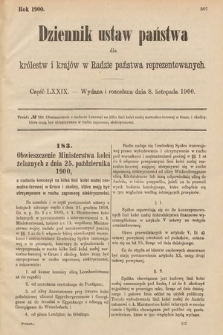 Dziennik Ustaw Państwa dla Królestw i Krajów w Radzie Państwa Reprezentowanych. 1900, cz. 79