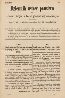 Dziennik Ustaw Państwa dla Królestw i Krajów w Radzie Państwa Reprezentowanych. 1900, cz. 80