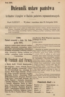 Dziennik Ustaw Państwa dla Królestw i Krajów w Radzie Państwa Reprezentowanych. 1900, cz. 84