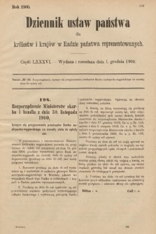 Dziennik Ustaw Państwa dla Królestw i Krajów w Radzie Państwa Reprezentowanych. 1900, cz. 86