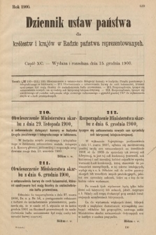 Dziennik Ustaw Państwa dla Królestw i Krajów w Radzie Państwa Reprezentowanych. 1900, cz. 90