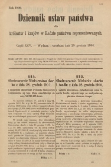 Dziennik Ustaw Państwa dla Królestw i Krajów w Radzie Państwa Reprezentowanych. 1900, cz. 95