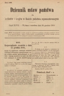 Dziennik Ustaw Państwa dla Królestw i Krajów w Radzie Państwa Reprezentowanych. 1900, cz. 97