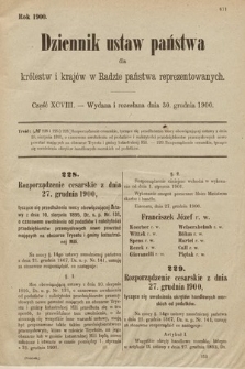 Dziennik Ustaw Państwa dla Królestw i Krajów w Radzie Państwa Reprezentowanych. 1900, cz. 98