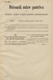 Dziennik Ustaw Państwa dla Królestw i Krajów w Radzie Państwa Reprezentowanych. 1902, cz. 5