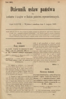 Dziennik Ustaw Państwa dla Królestw i Krajów w Radzie Państwa Reprezentowanych. 1902, cz. 77