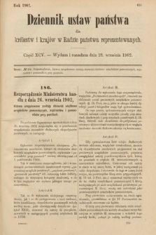 Dziennik Ustaw Państwa dla Królestw i Krajów w Radzie Państwa Reprezentowanych. 1902, cz. 95