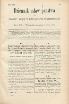 Dziennik Ustaw Państwa dla Królestw i Krajów w Radzie Państwa Reprezentowanych. 1901, cz. 8