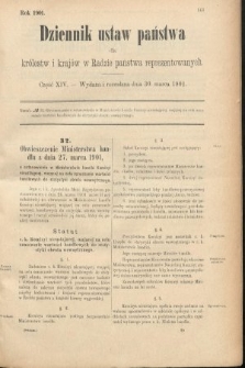 Dziennik Ustaw Państwa dla Królestw i Krajów w Radzie Państwa Reprezentowanych. 1901, cz. 14