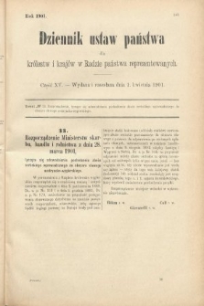 Dziennik Ustaw Państwa dla Królestw i Krajów w Radzie Państwa Reprezentowanych. 1901, cz. 15