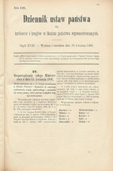 Dziennik Ustaw Państwa dla Królestw i Krajów w Radzie Państwa Reprezentowanych. 1901, cz. 18