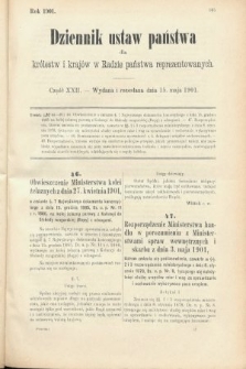 Dziennik Ustaw Państwa dla Królestw i Krajów w Radzie Państwa Reprezentowanych. 1901, cz. 22