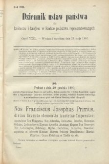 Dziennik Ustaw Państwa dla Królestw i Krajów w Radzie Państwa Reprezentowanych. 1901, cz. 23