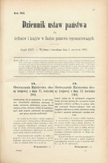 Dziennik Ustaw Państwa dla Królestw i Krajów w Radzie Państwa Reprezentowanych. 1901, cz. 25