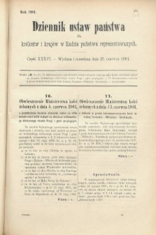 Dziennik Ustaw Państwa dla Królestw i Krajów w Radzie Państwa Reprezentowanych. 1901, cz. 36