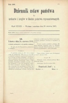 Dziennik Ustaw Państwa dla Królestw i Krajów w Radzie Państwa Reprezentowanych. 1901, cz. 39