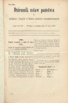 Dziennik Ustaw Państwa dla Królestw i Krajów w Radzie Państwa Reprezentowanych. 1901, cz. 48