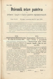 Dziennik Ustaw Państwa dla Królestw i Krajów w Radzie Państwa Reprezentowanych. 1901, cz. 49