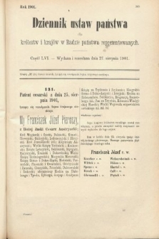 Dziennik Ustaw Państwa dla Królestw i Krajów w Radzie Państwa Reprezentowanych. 1901, cz. 56