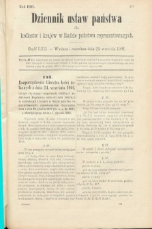 Dziennik Ustaw Państwa dla Królestw i Krajów w Radzie Państwa Reprezentowanych. 1901, cz. 62