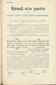 Dziennik Ustaw Państwa dla Królestw i Krajów w Radzie Państwa Reprezentowanych. 1901, cz. 63