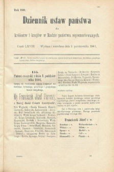 Dziennik Ustaw Państwa dla Królestw i Krajów w Radzie Państwa Reprezentowanych. 1901, cz. 68