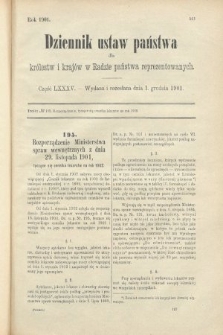 Dziennik Ustaw Państwa dla Królestw i Krajów w Radzie Państwa Reprezentowanych. 1901, cz. 85