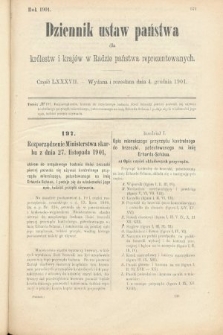 Dziennik Ustaw Państwa dla Królestw i Krajów w Radzie Państwa Reprezentowanych. 1901, cz. 87