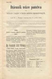 Dziennik Ustaw Państwa dla Królestw i Krajów w Radzie Państwa Reprezentowanych. 1901, cz. 90