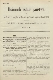 Dziennik Ustaw Państwa dla Królestw i Krajów w Radzie Państwa Reprezentowanych. 1894, cz. 43