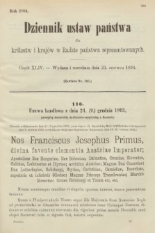 Dziennik Ustaw Państwa dla Królestw i Krajów w Radzie Państwa Reprezentowanych. 1894, cz. 44