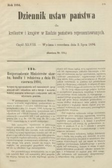 Dziennik Ustaw Państwa dla Królestw i Krajów w Radzie Państwa Reprezentowanych. 1894, cz. 48