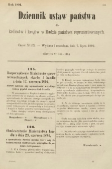 Dziennik Ustaw Państwa dla Królestw i Krajów w Radzie Państwa Reprezentowanych. 1894, cz. 49