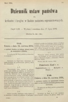 Dziennik Ustaw Państwa dla Królestw i Krajów w Radzie Państwa Reprezentowanych. 1894, cz. 53
