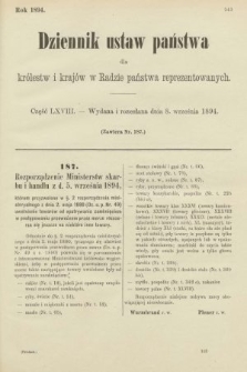 Dziennik Ustaw Państwa dla Królestw i Krajów w Radzie Państwa Reprezentowanych. 1894, cz. 68